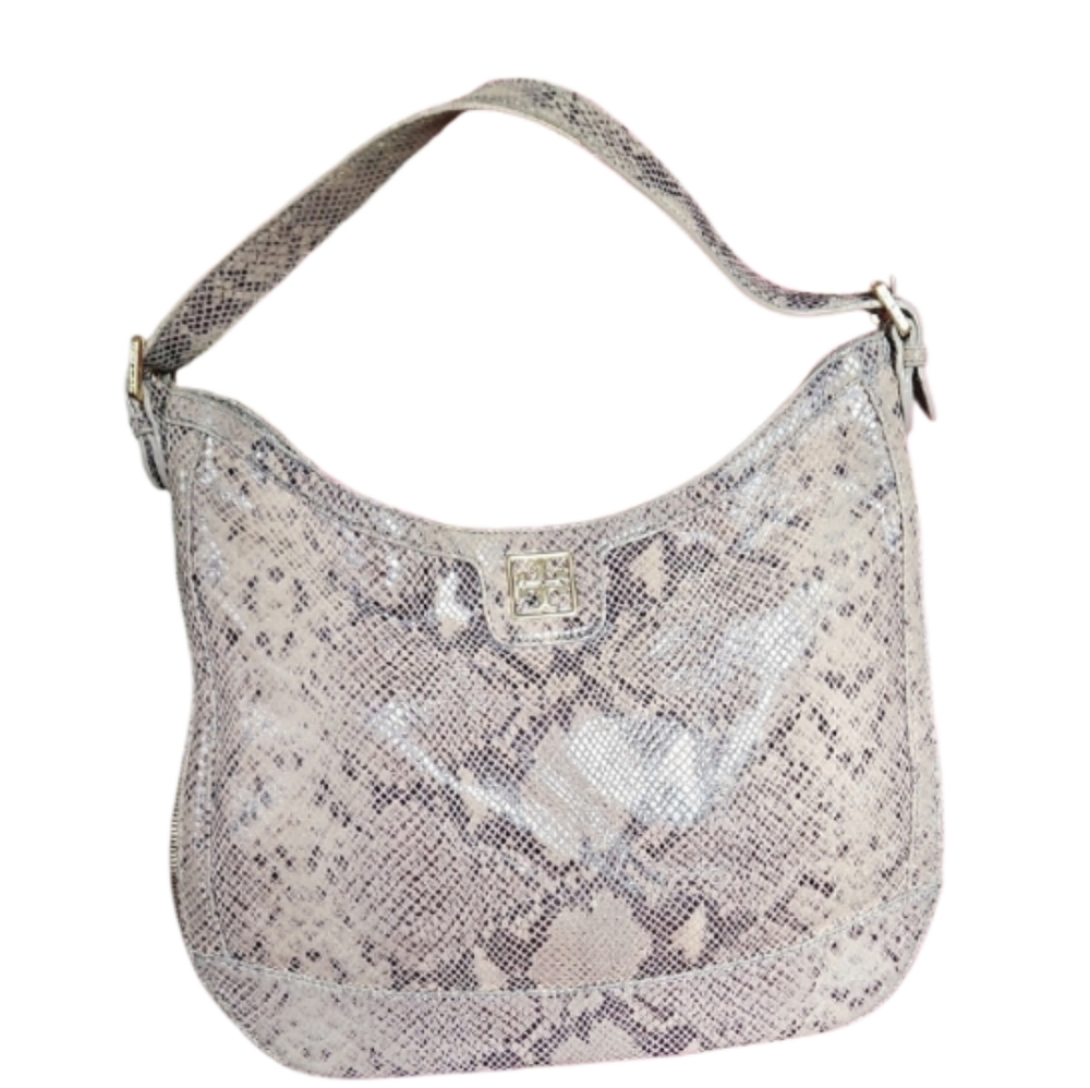 Tory Burch Snake Print Hobo Bag - Cream and Gray - Picture 1 of 6